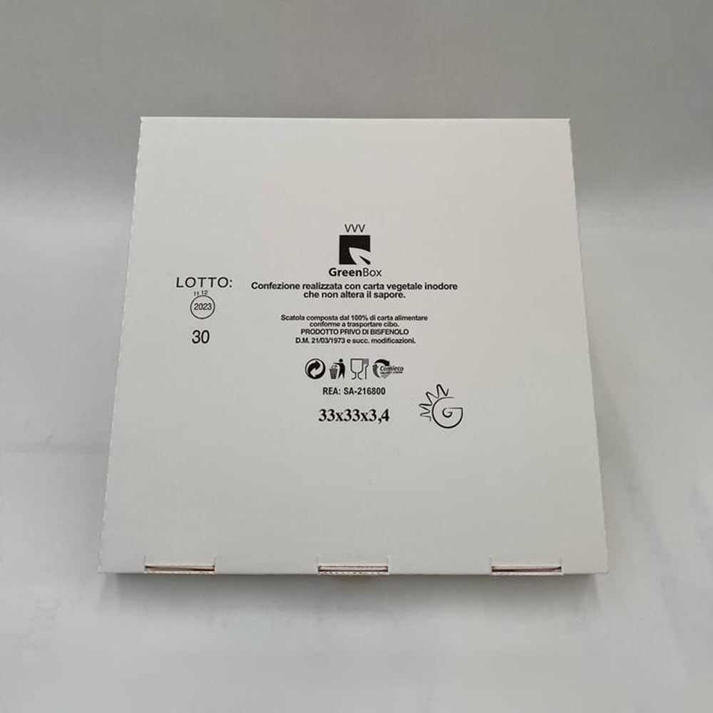 Confezione 100 Scatole Pizza Cartoni Pizza Box 33x33 Chiusura Americana Contenitori Alimentari Porta Pizza Asporto Ristoranti Pizzerie Cartone Alimentare Ecologico
