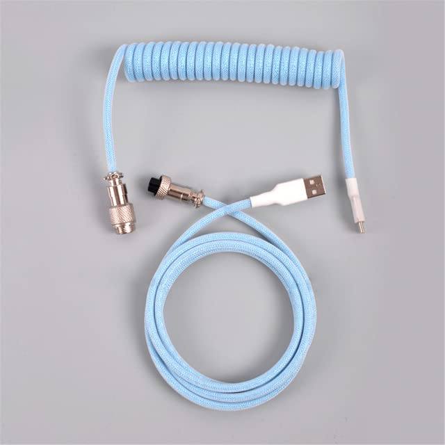 coiling mechanical keyboard aviation connector type-c usb keyCoiling Mechanical Keyboard Aviation Connector Type-C USB Keyboard Type C USB Cable Mechanical Keyboard Coiled Aviator Wire 1.5m (