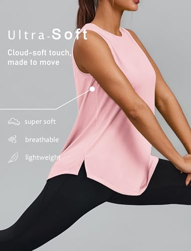 Image of PINSPARK Workout Tank Tops for Women UPF 50+ Side Slits Athletic Gym Shirt