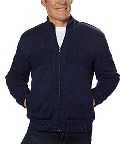 Boston Traders Men's Knit Navy Small Sherpa Lining Full Zip Sweater