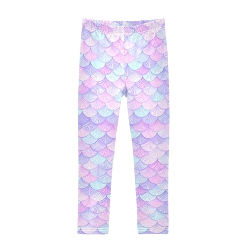 ALAZA Girls' Leggings Children's Yoga Pants Skinny Printed Dance Scale Rainbow Mermaid Comfortable 4T