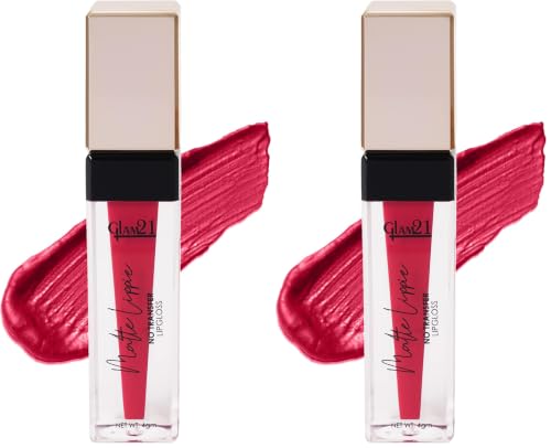 Image of Glam21 Matte Lippie No Transfer Lip Gloss | Lightweight and comfortable| Creamy Matte Formula - 4 gm | Maroon Love-04 (Pack of 2)