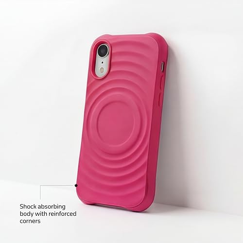 Image of amazon basics Shockproof Case for iPhone XR | Ripple Pattern | Camera Protection | Protective Cover with Enhanced Grip & Wireless Charging Support - Maroon Red