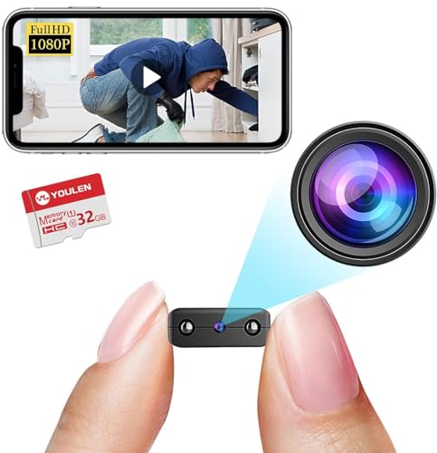 【Free 32G】 Smallest Wireless Camera,HD1080P WiFi Security Camera,Baby Monitor,Mini Camera,Nanny Cam with Night Vision,Motion Detection,Cloud Storage Remote Viewing for Security withiOS Android APP