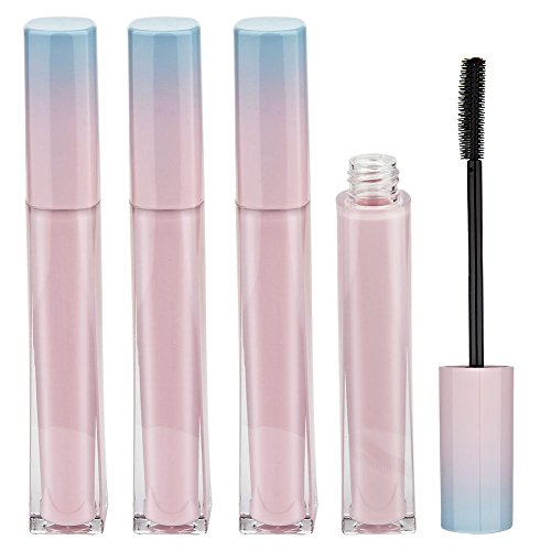 4pcs Empty Mascara Tubes with Wands&Funnels,Mascara Tube with Eyelashes Brush,Travel Mascara Bottles Container for Castor Oil for DIY Cosmetic (5ml Gradual Pink)