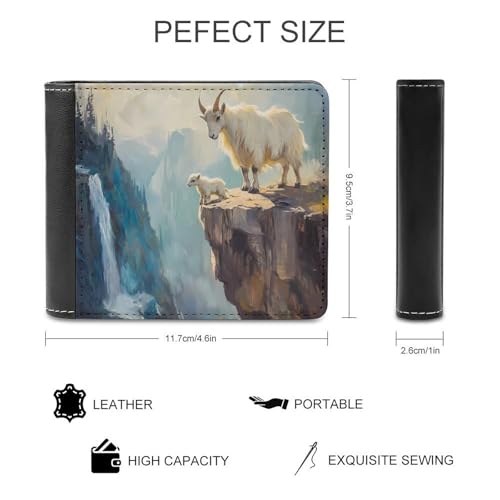 Goats Lambs on Cliff Mountains Fashion Bifold Wallets for Men Women Slim & Thin Credit Card Holder Wallet Purse2