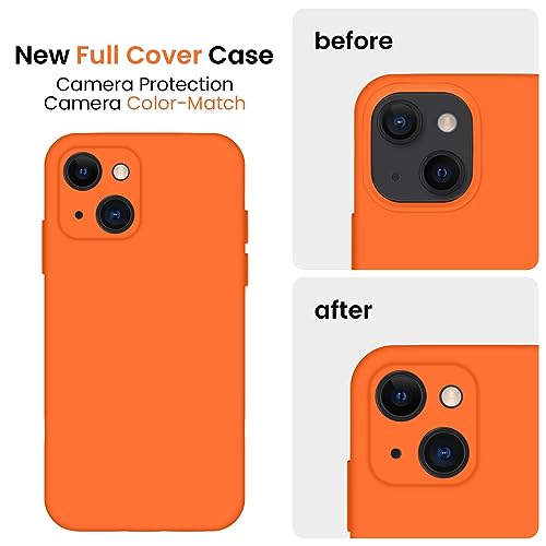 Image of FireNova Designed for iPhone 13 Case, Silicone Upgraded [Camera Protection] Phone Case, Soft Anti-Scratch Microfiber Lining Inside, 6.1 inch, Neon Orange