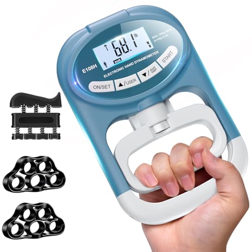 Grip Strength Tester Hand Dynamometer - Electronic Meter Digital Agarre Grip Strength Trainer 265 Lbs / 120 Kgs with Accessory for Sports Home School Gym Use