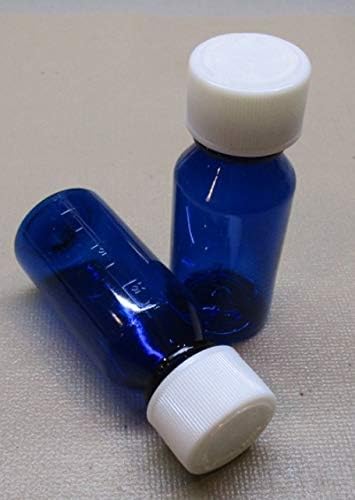 Graduated Oval Hard Side Round 1 Ounce Plastic Cobalt Blue-Case of 200- RX Medicine Bottles w/Caps-Pharmaceutical Grade-The Ones We Sell to Pharmacies, Hospitals, Physicians, Labs…