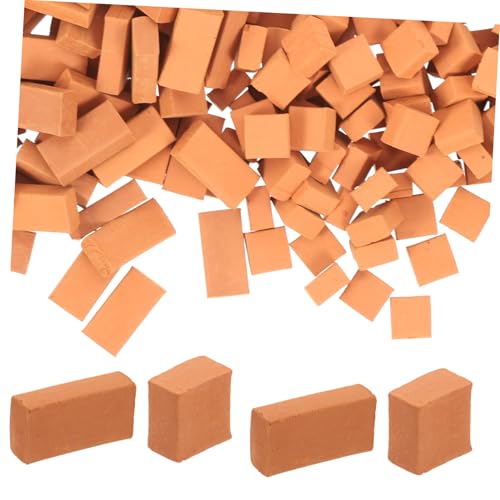 Uonlytech 200 Stück Teiliges Miniatur Ziegelsteine Rot Bastelbausteine für DIY Modellbau Gartenmauer Mikro Landschaft Sandtisch Architektur Geschenk