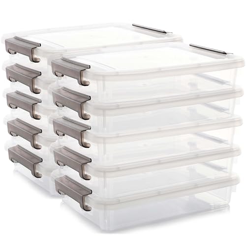 Citylife 4.5L-3er Set Caja de almacenaje con tapa Pequeña, Cubos de almacenaje de plástico Caja de archivo transparente para organizar papel A4, foto, documento, oficina, 37x26x7cm (10 PC)