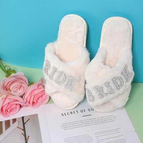 baotongle Bride Slippers for Wedding Day White Bridesmaid Slippers Mother of the Bride Gifts for Bridal and Bachelorette Party2