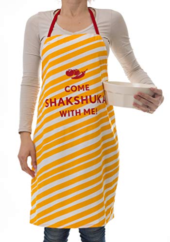 Kosher Apron Shakshuka Ethnic Food Apron .Israeli Gifts Cool Gifts Hostess Gift, Apron Israeli Foods Cotton Mix Twill Natural Generous Size Hand Made In Jerusalem #TOP1