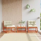 Mokuyary Gartensofas mit Kissen 2 STK. Wachsbraun Massivholz Kiefer Lässiges Sofa, Terrassensofa für den Außenbereich, Flure, Balkone und Gärten
