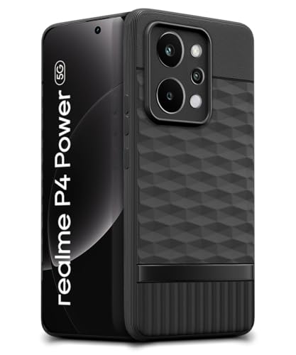 Image of WOW IMAGINE Back Cover for Realme P4 Power 5G | Realme Narzo Power 5G with Hexa Cube Design | Ultra Slim Soft Rubberised Case | Inner Velvet Fabric | Flexible Mobile Case | Camera Protection - Black