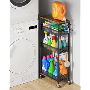 OKZEST Slim Laundry Room Organization Cart with Detergent Dispenser Holder
