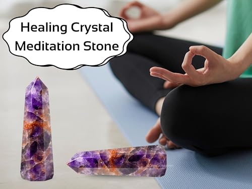 Image of Certified Amethyst Chevron Crystal Tower Obelisk Point For Chakra