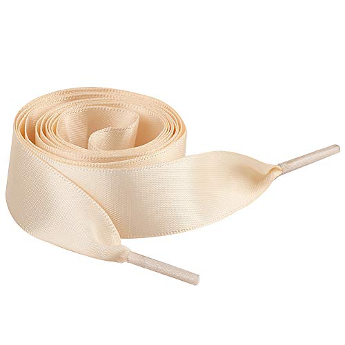 Jamron Plano Seda Satín Cinta Cordones de los Zapatos 2CM Ancho para Zapatillas Bailarinas Pumps P13 Desnudo 120 CM