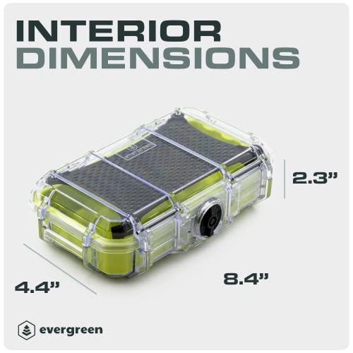 Evergreen 56 Clear Waterproof Dry Box Protective Case With Colored Rubber Insert - Travel Safe / Mil Spec / Usa Made - For Tackle Organization Of Cameras, Phones, Camping, Fishing, Tacklebox, Traveling, Water Sports (Green) #TOP7