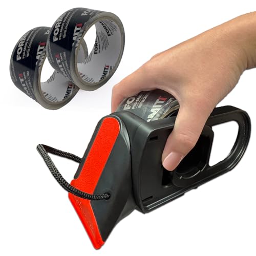 Image of Clear Packing Tape with Dispenser (2 Rolls) - Packaging | Professional Grade for Boxes, Shipping with Refillable Dispenser, Fits Standard Bulk Up to 2 inch Wide