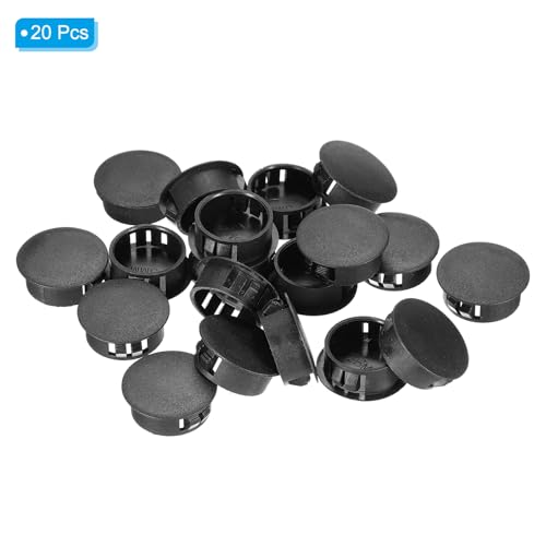 Image of PATIKIL 20Pcs 1 inch Hole Plugs, 1 inch /25mm Plastic Hole Plugs, 20Pcs Flush Type Round Hole Plugs Cover Snap in Locking Hole Tube for Table Kitchen Cabinet Furniture, Black