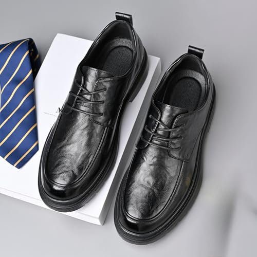 Men's Retro Leather Platform Lace Up Dress Oxford Derby Shoes Casual Round Toe Business Work Walking Shoes for Office Formal Party Wedding3