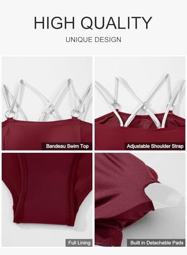 Aleumdr Tankini Swimsuits for Women Two Piece Tummy Control Bathing Suits Flowy Swim Tops with Bottoms4