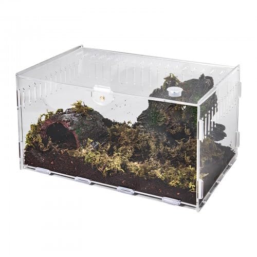 爬虫類 ケージ トカゲ ケージ カナヘビ飼育ケース レプタイルボックス 飼育容器アクリル 給餌箱小型爬虫類 ケージ 透明 爬虫類ケージ 飼育容器 小動物用 カメ飼育ボックス 透明 通気ケージ 昆虫飼育ケース 給餌ケージ ボックス 換気が良い 爬虫類テラリウムタンク 亀 トカゲ ヤモリ 蜘蛛 サソリハリネズミ ヘビ カエル 小型ヘビなど動物适用 20 x 12 x 12 cm