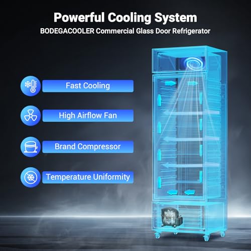 Image of BODEGACOOLER Beverage refrigerator and cooler, commercial refrigerators for drink,Bar, drink. Glass door display refrigerator with Soft LED Light. Commercial fridge as bar cooler for party.9.0 Cu. Ft.