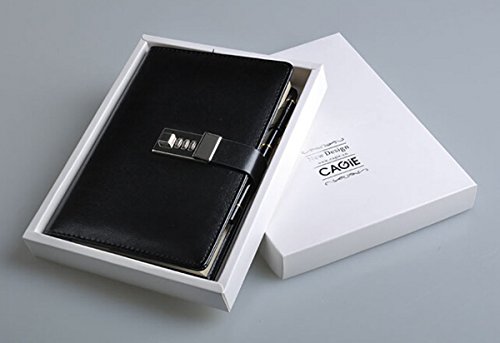 Black A5 Pu Leather 8½" X 6"-Inch Locking Journal Diary ,Travel Journals Note Book（ Can Hold Pen And Cards) #TOP1