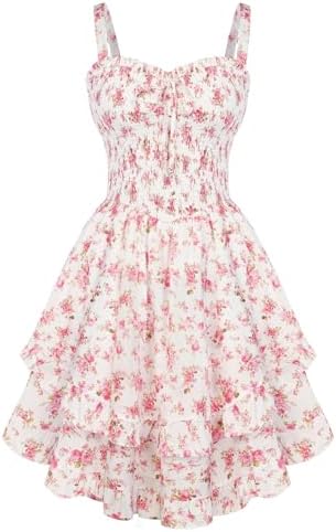 Scarlet Darkness Smocked Floral Sundresses for Women Teens 2026 S...