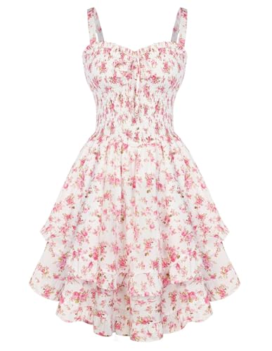 Scarlet Darkness Smocked Floral Sundresses for Women Teens 2026 Summer