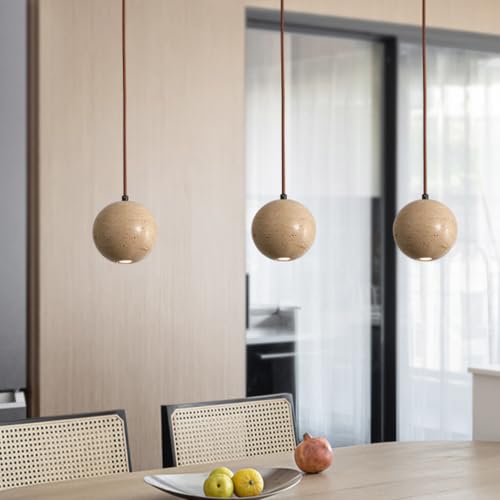 Lámpara de travertino natural premium en formato esférico y estilo Wabi-sabi 4