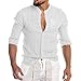Herren Leinenhemd Kragenloses Shirts Tank Tops Herren T-Shirt Leinen Parties Fashion Top Hemd Rentier Herren