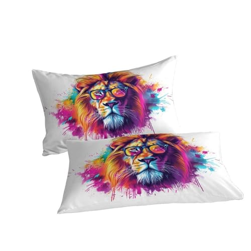 Housse de couette lion 3D microfibre lit double 200x200 ensemble de literie - 5