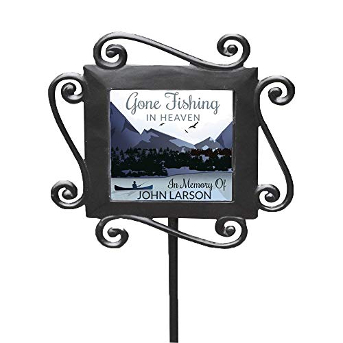 Product Image of the GiftsForYouNow Personalized Gone Fishing in Heaven Memorial Garden Stake, 28 x 8.5 Inches