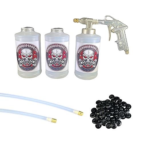 Pro Undercoating Spray Gun, 2 Wands, 3 White Quart Bottles, and 50 Rust Plugs