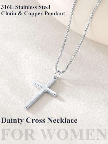 Image of U7 Cross Necklace for Women,Silver /14K Gold Plated Cross Necklace with 18-20 inch Box Chain,Tiny /Medium /Large Cross Pendant Necklace Religious Necklaces Christian Jewelry Gift for Her