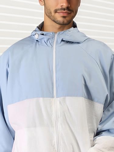 Image of CHKOKKO Sunscreen Jacket for Men Windcheater Hooded Zipper Sports Jacket | UV Protection | Sun Protective | Lightweight Water Resistant | Riding Biker | Outdoor Travel Gym Running