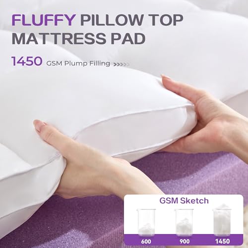 Image of SINWEEK Dual Layer 5 Inch Memory Foam Mattress Topper Queen Size, 2 Inch Gel Memory Foam Plus 3 Inch 1450 GSM Down Alternative Quilted Pillow Top Mattress Pad Cover, White