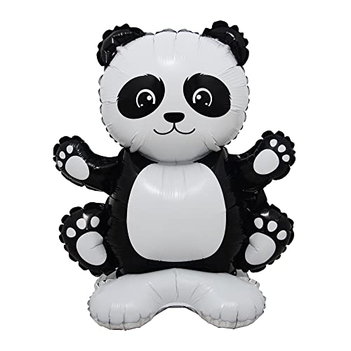 Selfstand 3D Animal Fox Koala Lion Elephant Panda Cow Rabbit Dinosaur Triceratops Stegosaurus Baby Shower Ball Foil Balloons Birthday Party Baby Shower Decorations Kids Toys (Base Panda) #TOP2