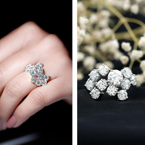 Certified Moissanite Statement Engagement Ring, D-Vs1 Quality, Moissanite Ring in Gold Plated Silver - Gift For Her2