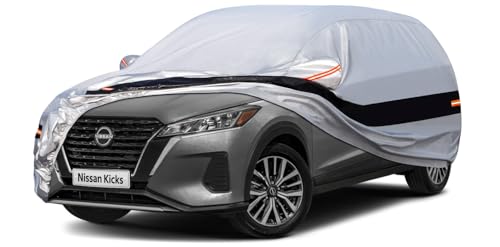 Image of Holhtly Car Cover Custom Fit for Nissan Kicks, Car Covers for Automobiles All Weather Waterproof Sun Snow Rain Wind Dust Protection, Outdoor Car Cover Gray & Black