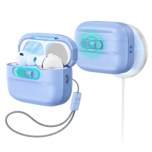Image of ESR for AirPods Pro 3 Case (2025), Compatible with AirPods Pro 3 (USB-C Cable), MagSafe Ready, Magnetic Lid Lock, Full Drop Protection Cover with Lanyard, Light Blue