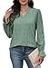 RUMIA Women Eyelet Long Sleeve Tops Shirts Dressy Hollow Out Crochet Lace Embroidered Blouses 2025 Fashion Teal Green XS