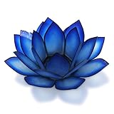 Om Gallery Capiz Shell Lotus Flower Decor Tealight Candle Holder for Serene Ambiance - Handmade Decorative Candle Holders for Meditation, Yoga, and Relaxation, Blue Lagoon
