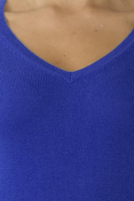 Image of JENNIE LIU Women's 100% Pure Cashmere Long Sleeve Pullover V Neck Sweater