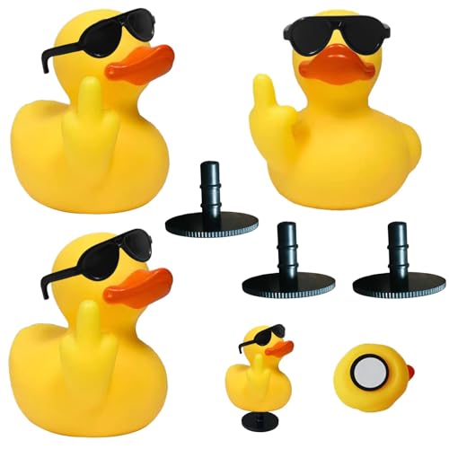 3Pcs Rubber Ducks with 3Pcs Duck Holder for Car Dash 2.17