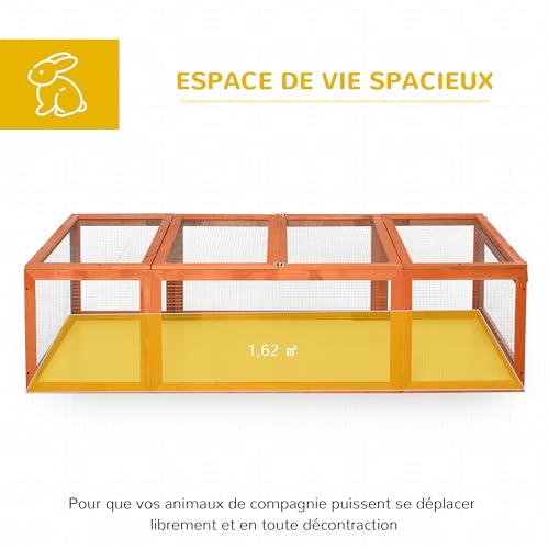Enclos et espace libre pour petits animaux de 180 cm jaune - 4