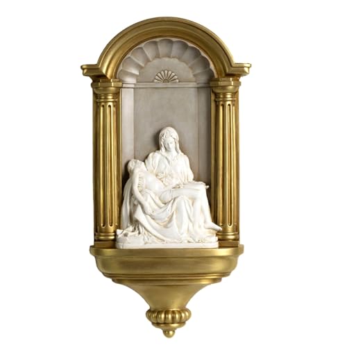ShineOnAngel La Pieta Michelangelos Holy Jesus Virgin Mary Sculptures Hand Painted Christian Gift Home Decor 14 inch Wall Sculpture